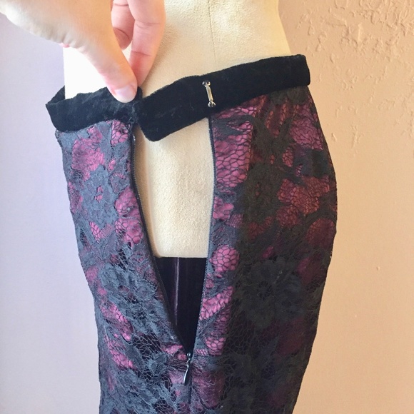 ECI Black Lace Overlay Wine Pants 6 Cocktail - Picture 5 of 8